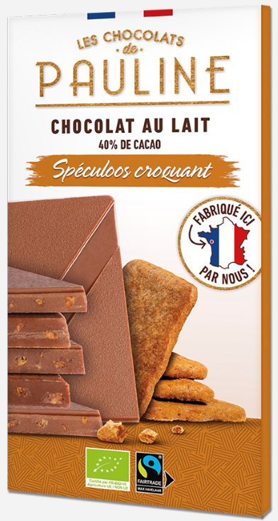 Tablette de chocolat au lait au speculoos croquant