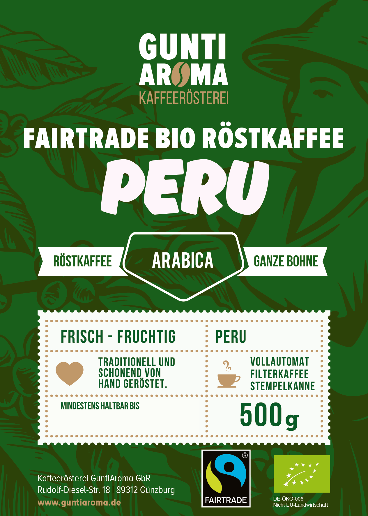 Fairtrade Röstkaffee Peru 500 g